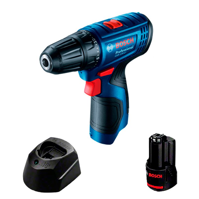 Parafusadeira e Furadeira a Bateria de 3/8'' Bosch GSR 120-LI, 12V, com 1 Bateria 2,0Ah e Carregador Rápido BIVOLT