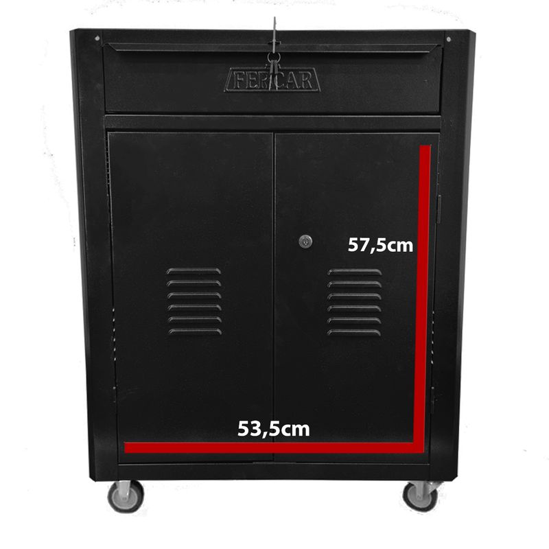 Carrinho Para Ferramentas Fechado Com 1 Gaveta Todo Preto (C07) - Fercar
