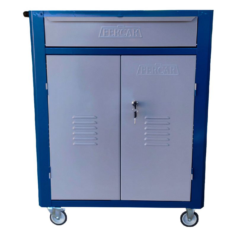 Carrinho Para Ferramentas Fechado Com 1 Gaveta Azul (C07) - Fercar