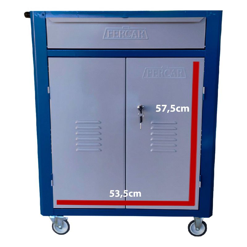 Carrinho Para Ferramentas Fechado Com 1 Gaveta Azul (C07) - Fercar