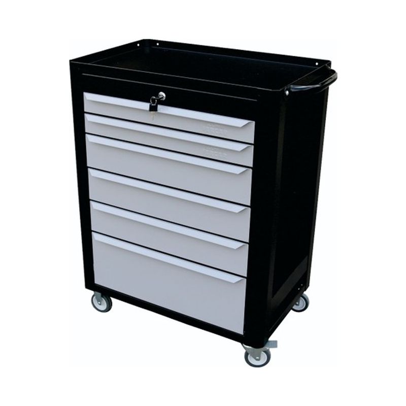 Carrinho Para Ferramentas Fechado Com 6 Gavetas Preto (C08) - Fercar