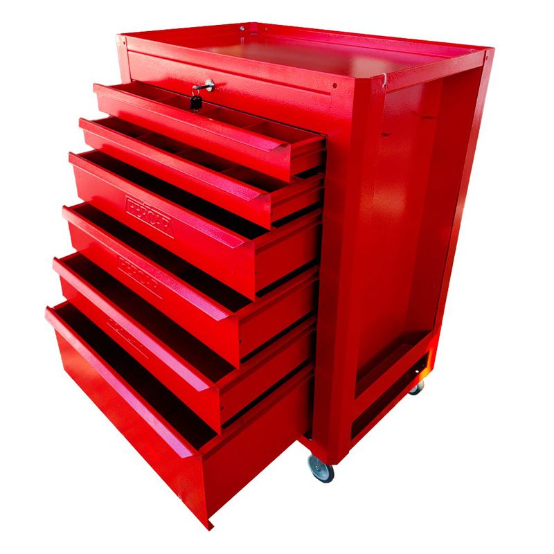 Carrinho Para Ferramentas Fechado Com 6 Gavetas Todo Vermelho (C08) - Fercar