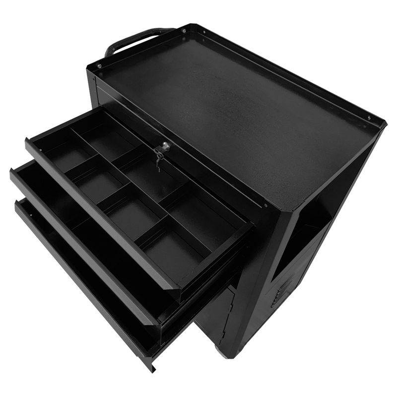 Carrinho Para Ferramentas Fechado Com 3 Gavetas Todo Preto (C06) - Fercar