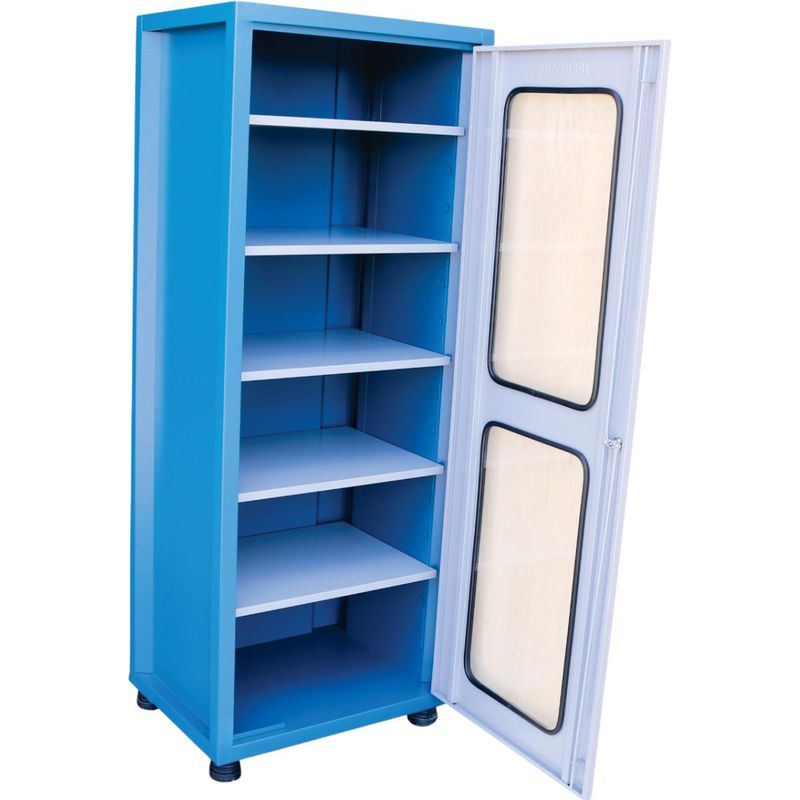 Armário Fechado Com Visor de Vidro e 5 Prateleiras Azul (1523) - Fercar