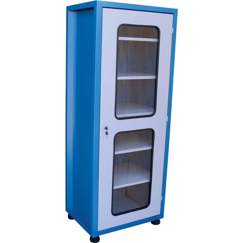 Armário Fechado Com Visor de Vidro e 5 Prateleiras Azul (1523) - Fercar