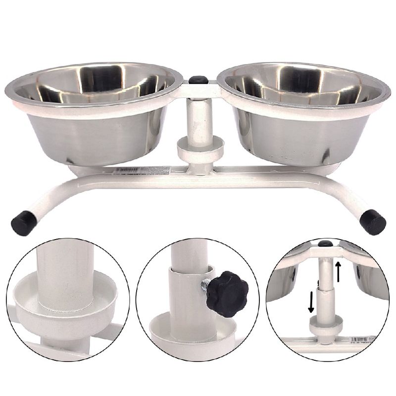 Comedouro Pet Duplo Tigela Inox 900ml - FERCAR