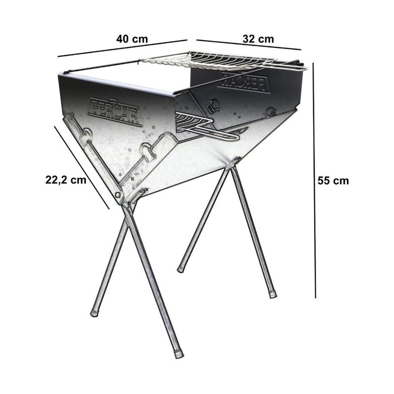 Churrasqueira Dobrável Portátil em Inox - FERCAR
