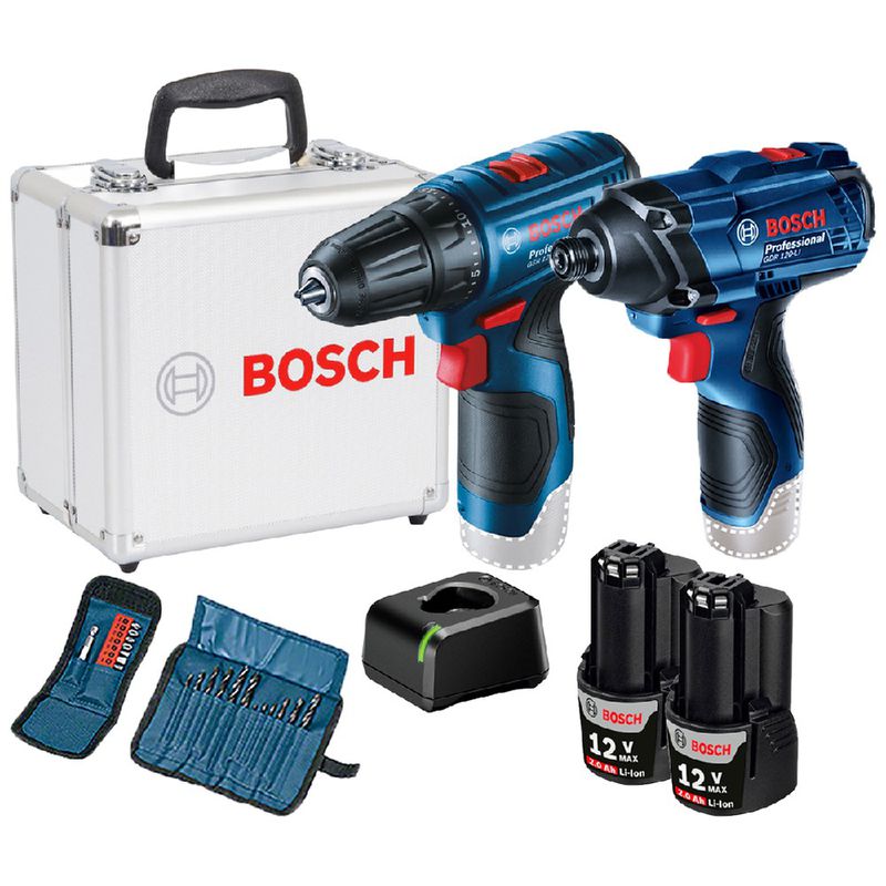 Kit Parafusadeira GSR 120-LI e Chave de Impacto GDR 120-LI, 12V 2 baterias e maleta - Bosch