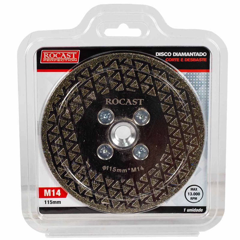 Disco Diamantado Para Corte e Desbaste M14 x 115mm (793,0001) - Rocast