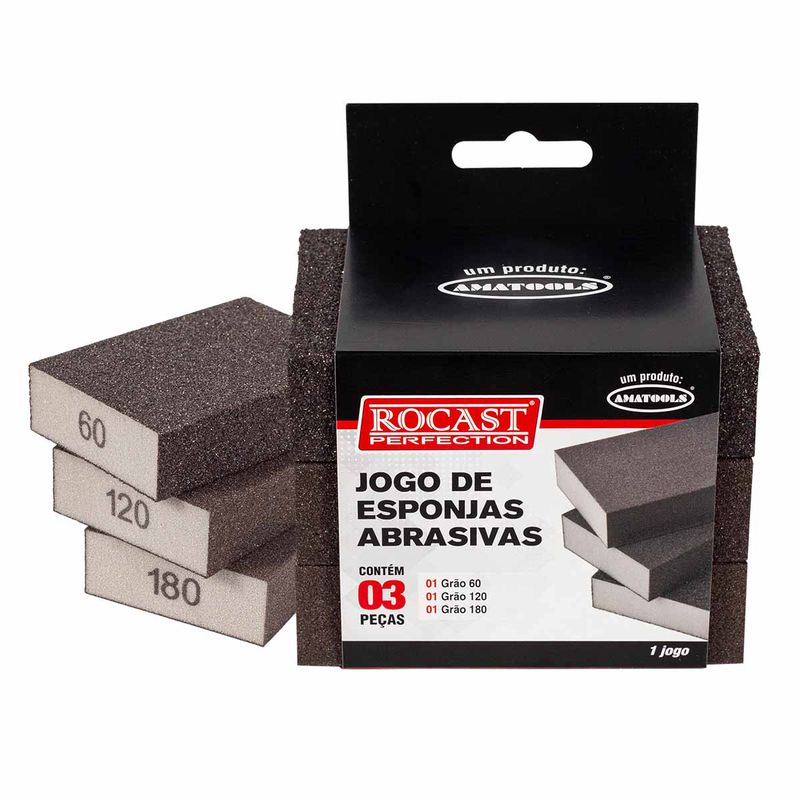 Jogo de Esponjas Abrasivas Com 3 Peças (792,0001) - Rocast