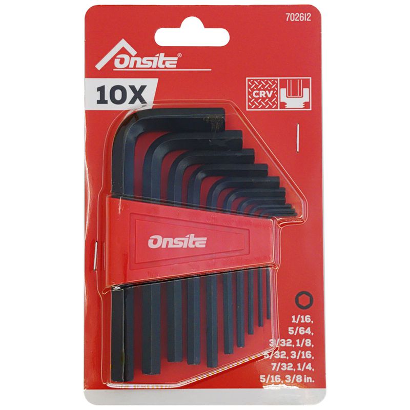 Jogo de Chave Allen Hexagonal 1/16'' a 3/8'' - 10 Peças (702612) - Onsite