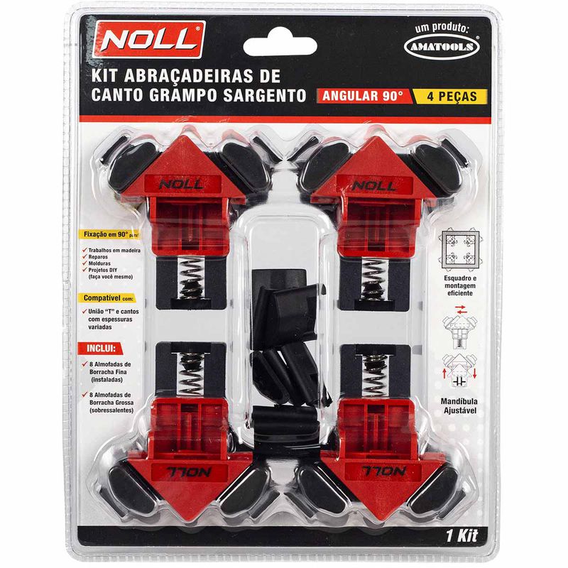 Abraçadeiras de Canto Grampo Sargento 90° Com 4 Peças (815,0001) - Noll