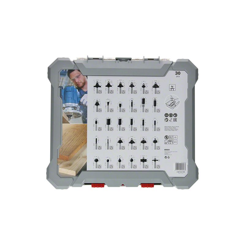 Jogo de fresas misto Bosch Standard encaixe de 1/4'' 30 peças