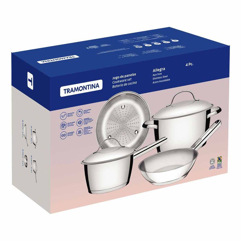 Jogo de Panelas Allegra em Aço Inox Com 4 Peças (65660/270) - Tramontina