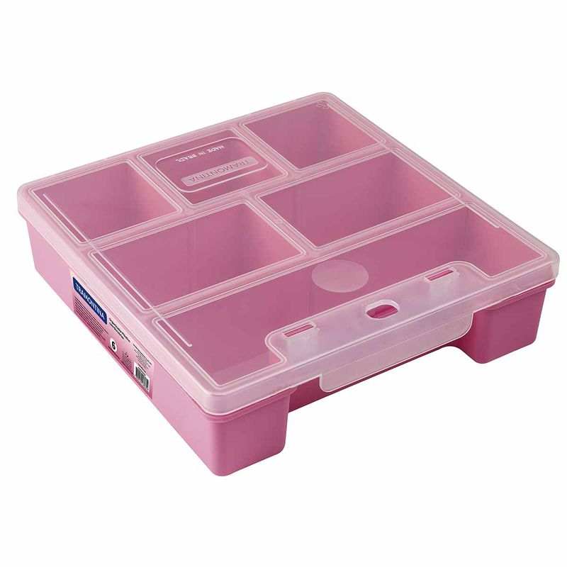 Organizador Plástico Com Tampa e Divisórias 7.1/2'' Rosa (43804/501) - Tramontina