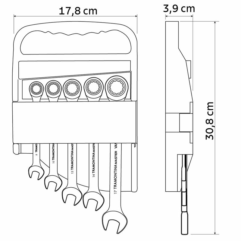 Jogo de Chaves Combinadas Com Catraca 5 Peças (42248/205) - Tramontina