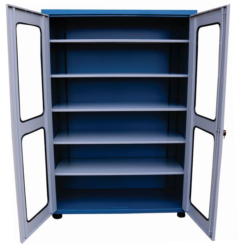 Armário Fechado Com Visor de Vidro e 5 Prateleiras Azul (1517) - Fercar