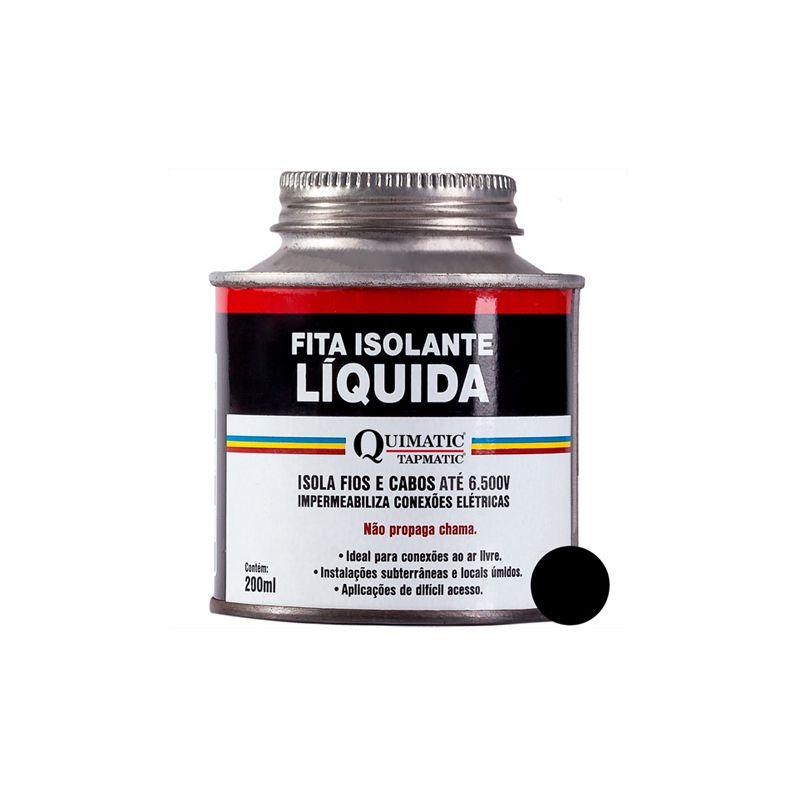 Fita Isolante Líquida Preta 200mL BD 1 - Quimatic Tapmatic
