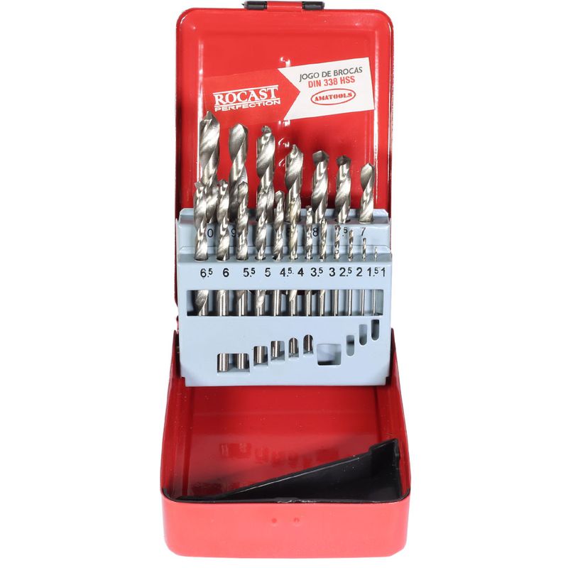 Jogo de Brocas Helicoidais Com Haste Cilíndricas em HSS Com 19 Peças (5,0160) - Rocast