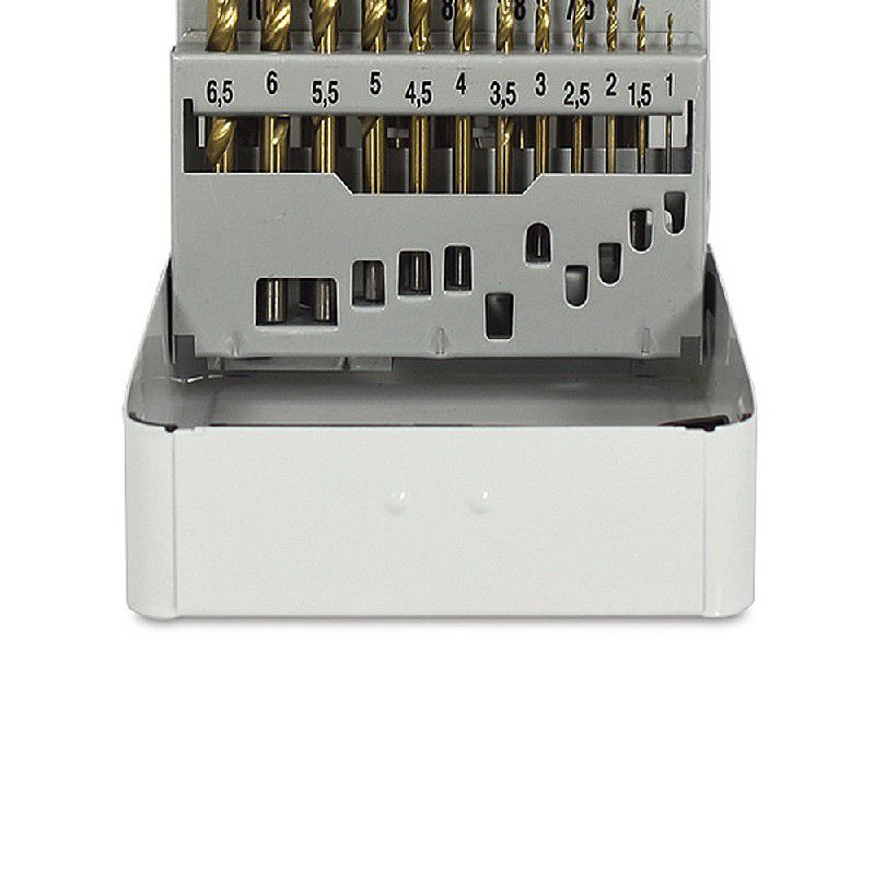 Jogo 19 Brocas HP Titânio Aço Rápido HSS TIN 1,0a10,0mm 137,0058 ROCAST