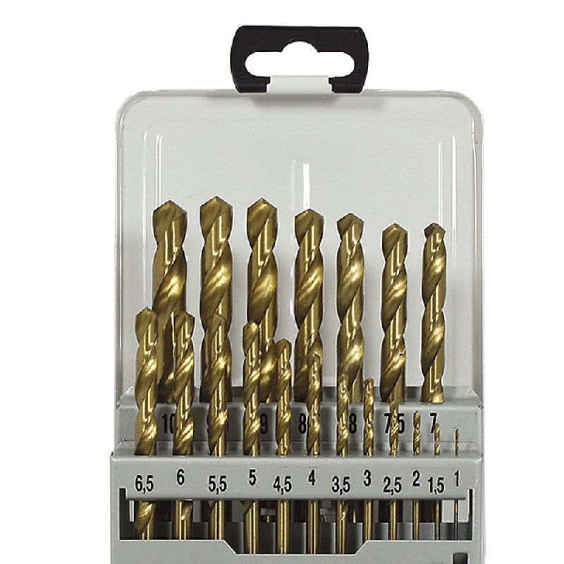Jogo 19 Brocas HP Titânio Aço Rápido HSS TIN 1,0a10,0mm 137,0058 ROCAST