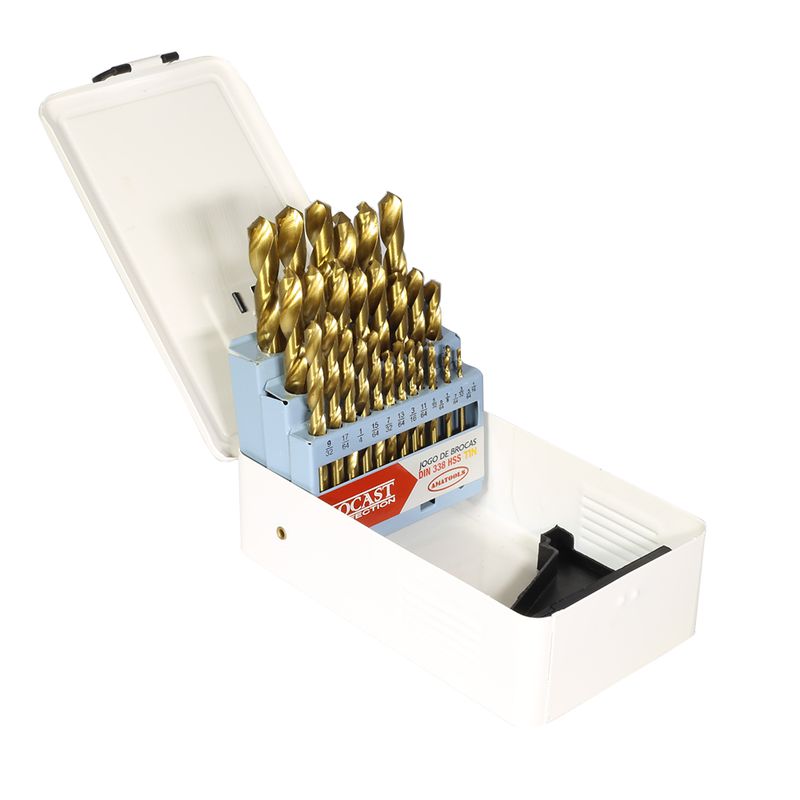 Jogo 29 Brocas HP Titânio Aço Rápido HSS TIN 1/16pola1/2pol 137,0061 ROCAST