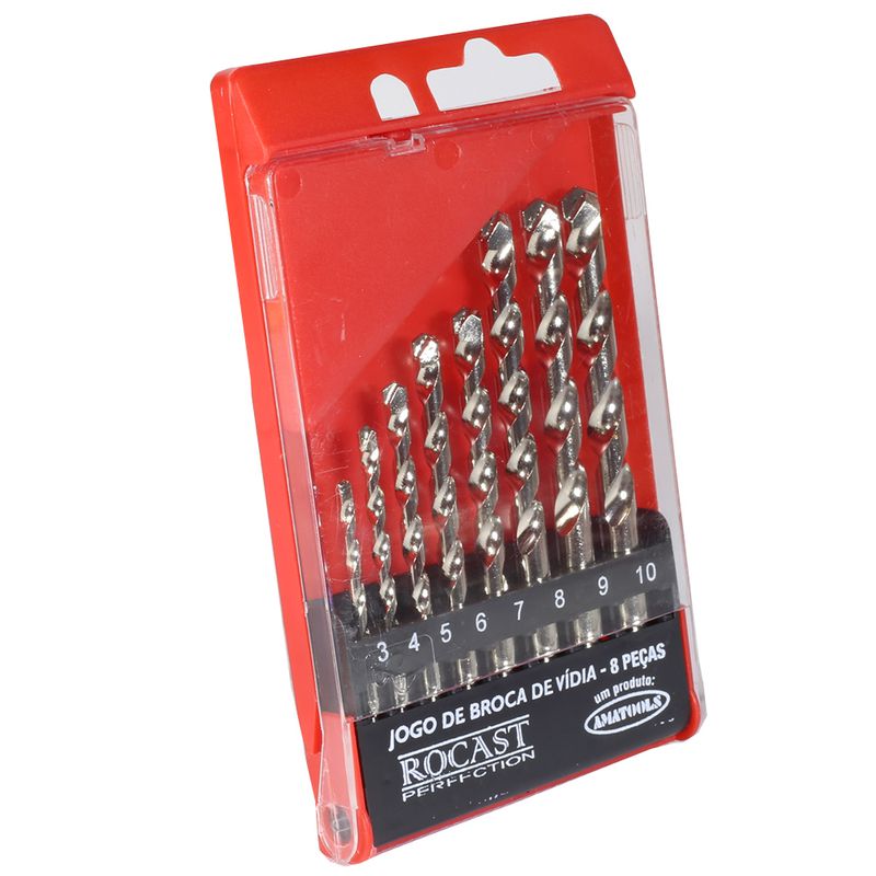 Jogo de Brocas Vídia 8 Peças 3 - 10mm (16,0021) - Rocast
