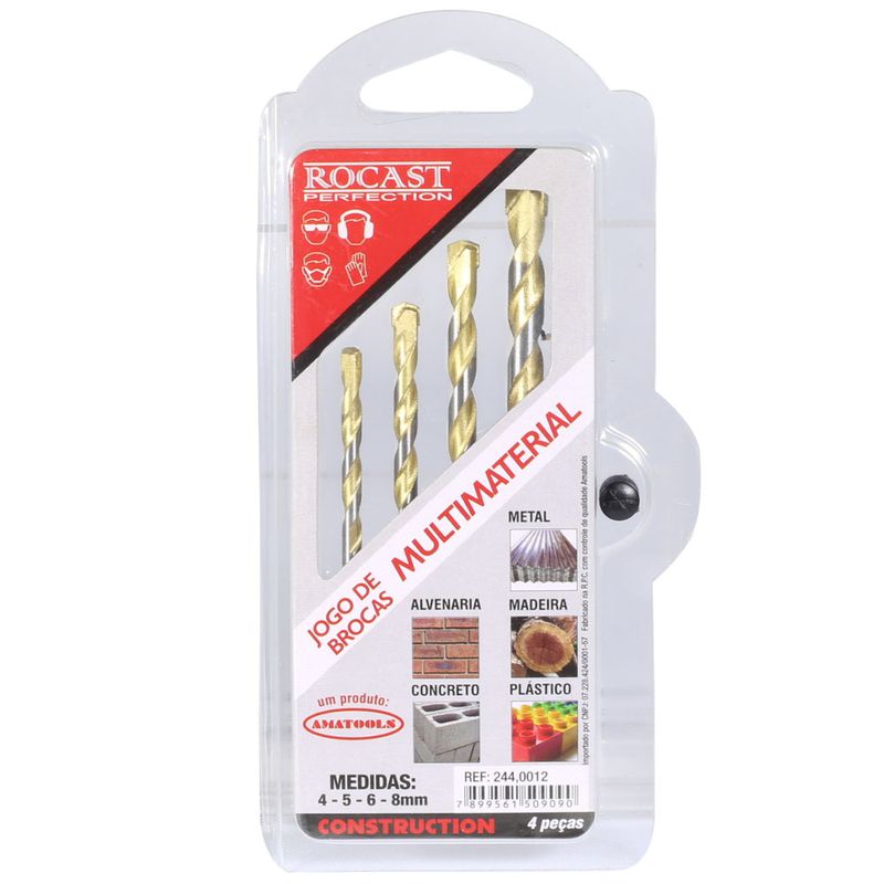 Jogo de Brocas Multimaterial 4,0 á 8,0mm (244,0012) - Rocast
