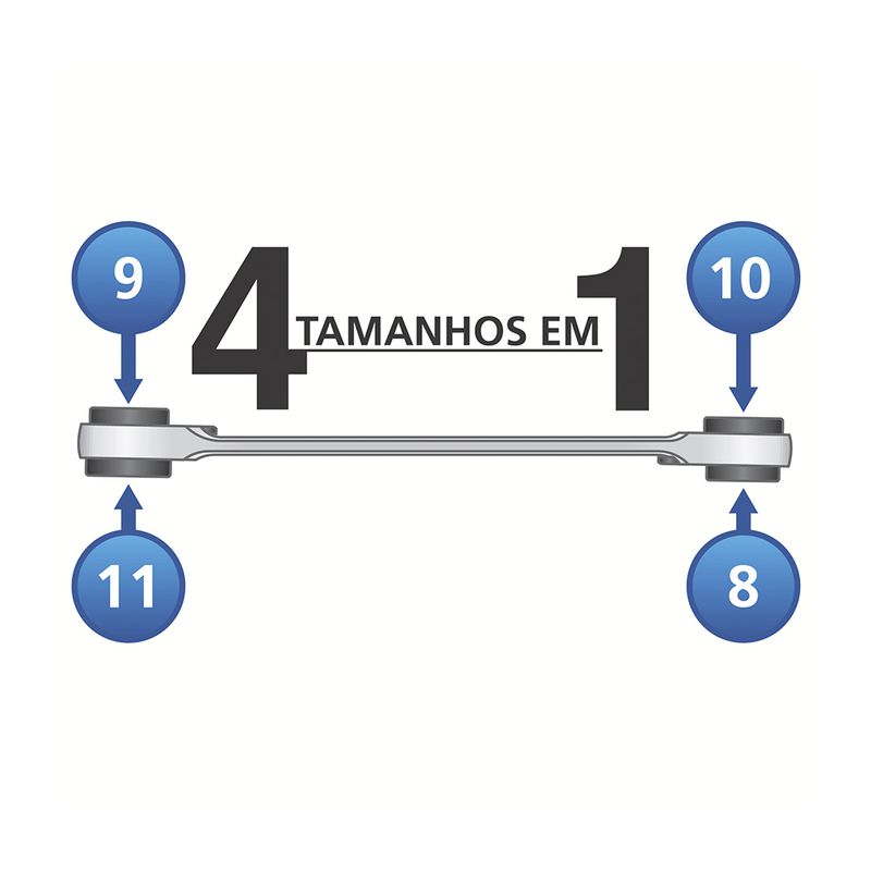 Chave com Catraca 4 Bocas 8x9x10x11 mm Tramontina PRO