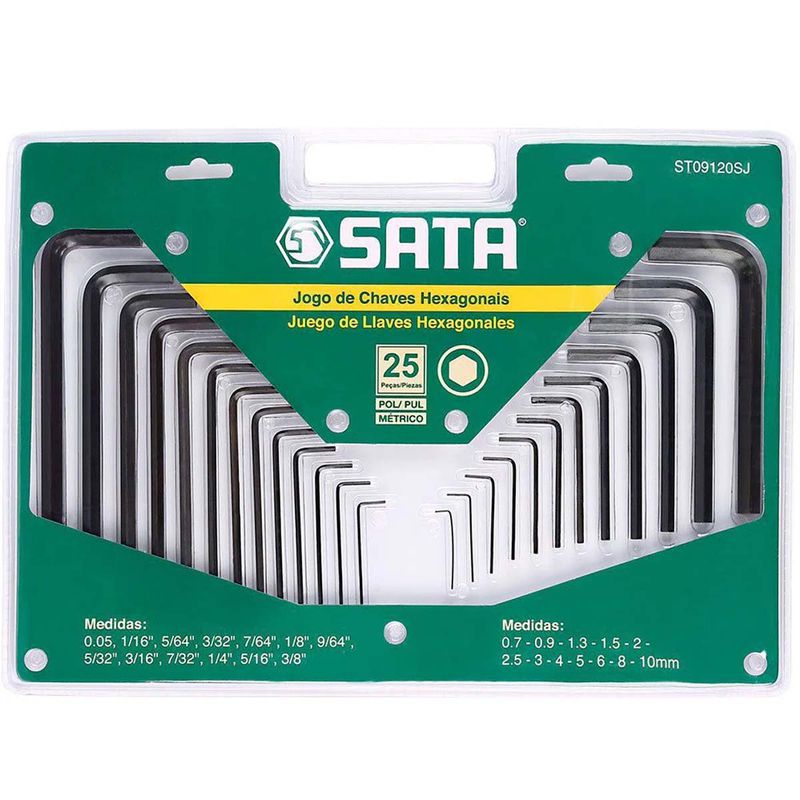 Jogo De Chave Allen Em Milímetro E Polegada De 3/64 A 10 mm ST09120SJ - Sata