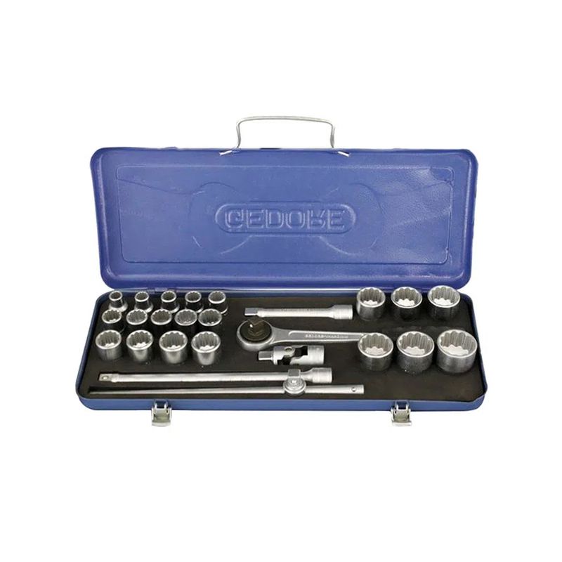 Jogo de Soquetes Estriados e Acessórios 1/2'' 25 Peças 015557 - Gedore