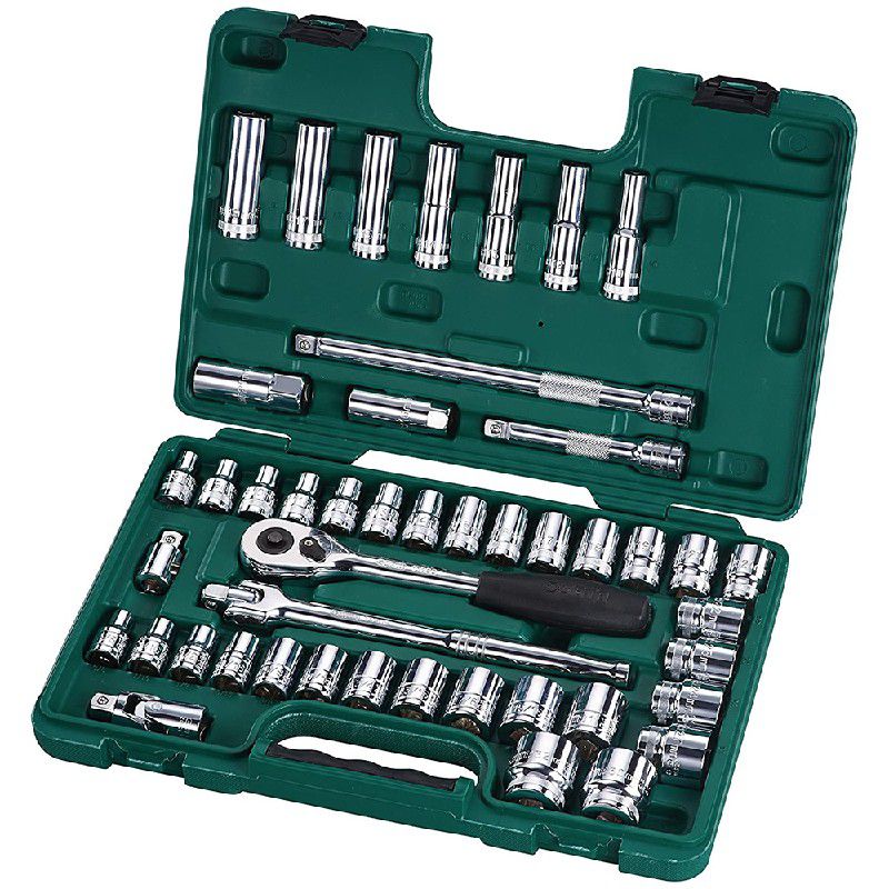 Jogo de Soquetes Sextavados 1/2'' 46 peças (8mm à 32mm) Sata