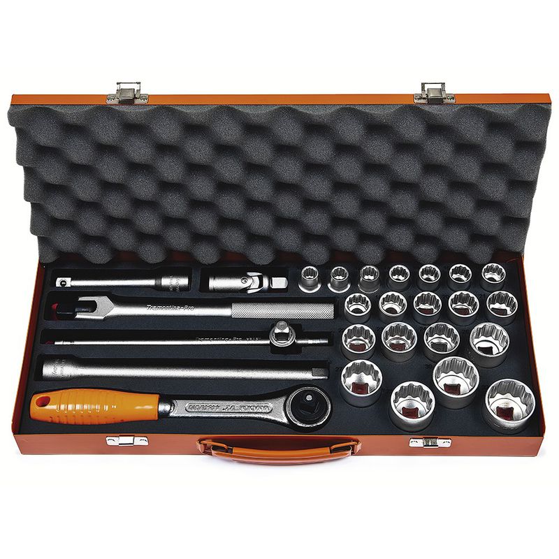 Maleta Com Soquetes Estriados e Acessórios 1/2'' - 26 Peças (44833/427) - Tramontina Pro