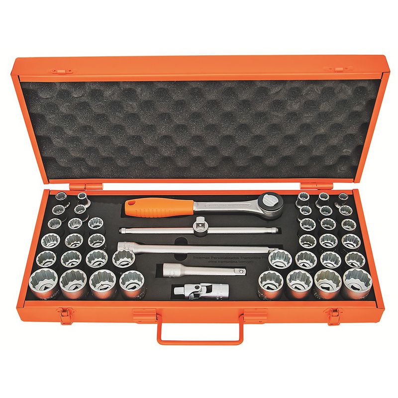 Maleta Com Soquetes Estriados e Acessórios 1/2'' - 43 Peças (44833/443) - Tramontina Pro
