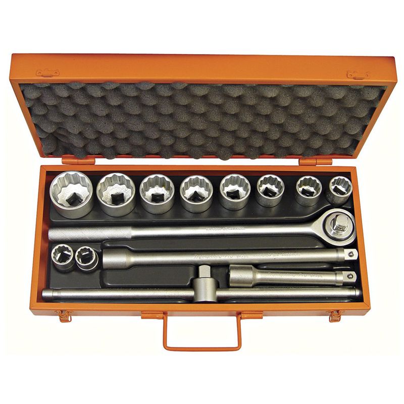 Maleta Com Soquetes Estriados e Acessórios 3/4'' - 14 Peças (44854/414) - Tramontina Pro