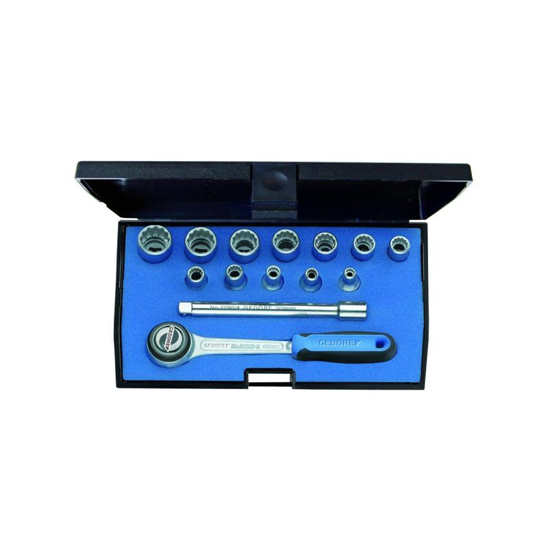 Jogo de Soquete Estriado 1/4'' (4 à 13mm) 14 Peças - GEDORE