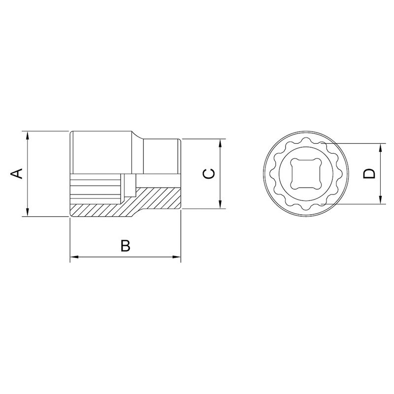 Soquete Estriado em Aço Cromo Vanádio 1/2'' - Encaixe 1/2'' Tramontina PRO