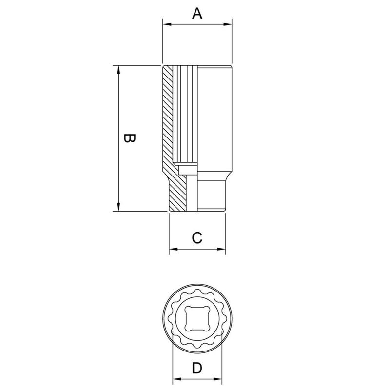 Soquete Estriado Longo 1/2'' x 1'' (44830/111) - Tramontina Pro