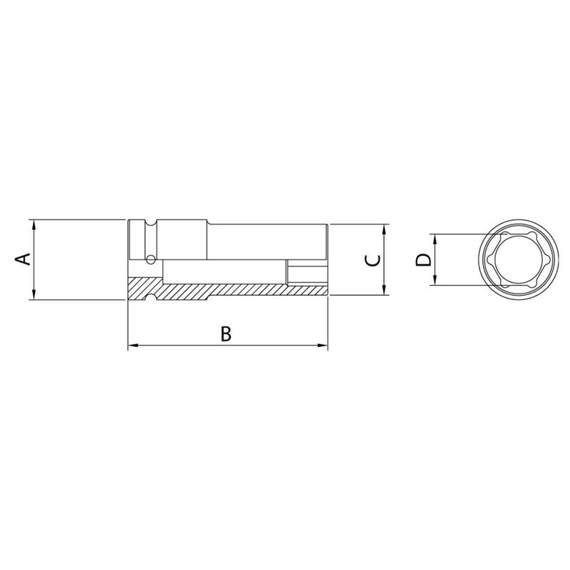 Soquete de Impacto Sextavado Longo 1/4'' x 6mm (44883/106) - Tramontina Pro