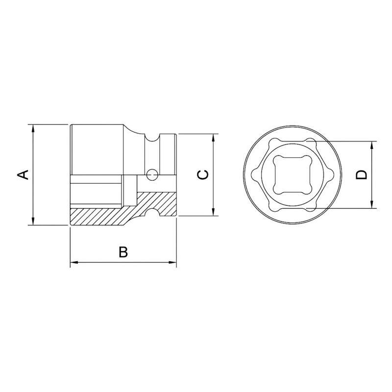 Soquete de Impacto Sextavado 1/2'' x 25mm (44880/125) - Tramontina Pro