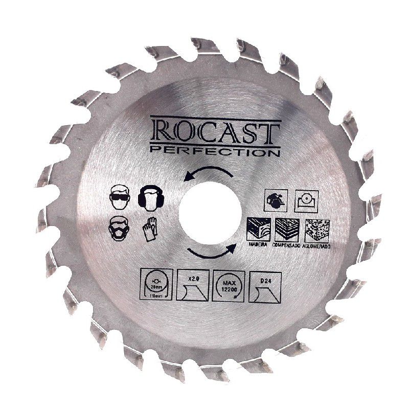 Serra Circular Pastilha Metal Duro Madeira MD 4.3/8polx24 dentes 35,0007 ROCAST