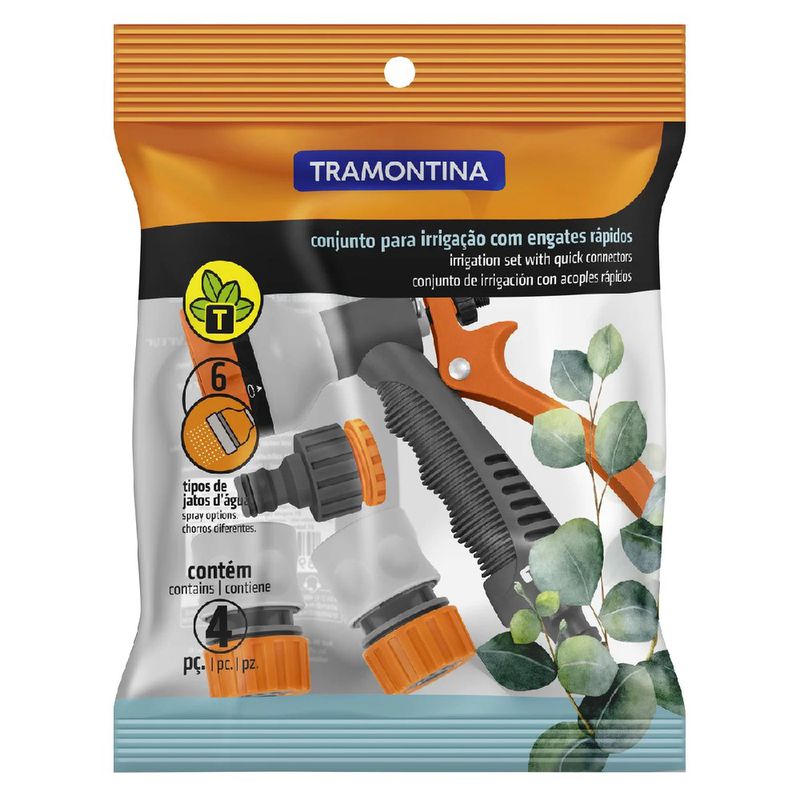 Kit Para Irrigação Com Engates Rápidos e Hidropistola 4 Peças (78583/610) - Tramontina