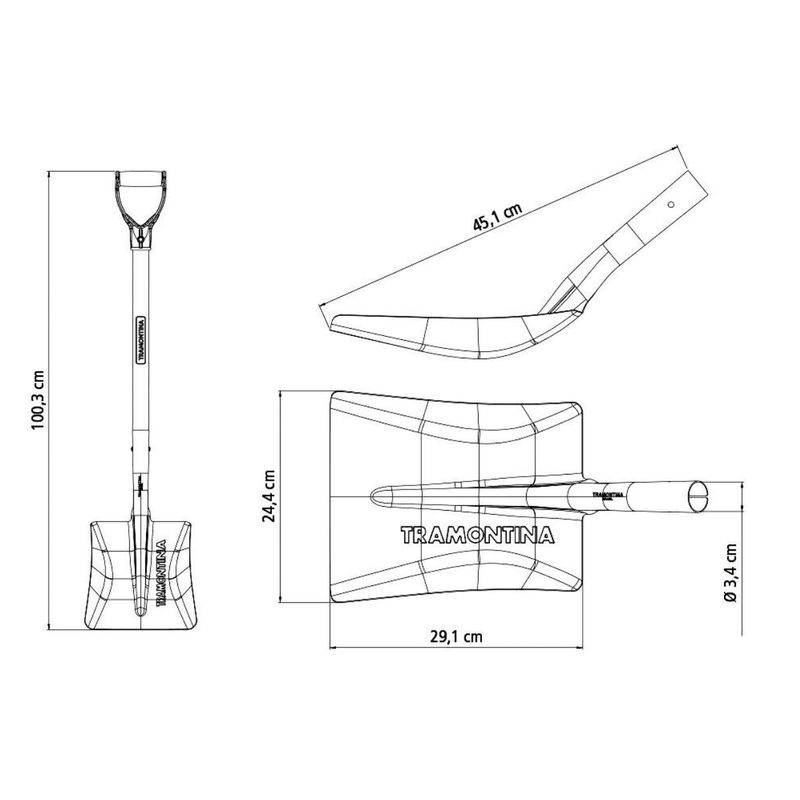 Pá Quadrada em Aço Com Cabo de Madeira 71cm (77465/434) - Tramontina