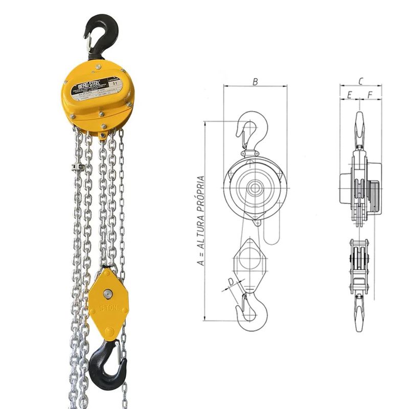 Talha Manual BS Super 5000Kg x 3 metros - Berg-Steel
