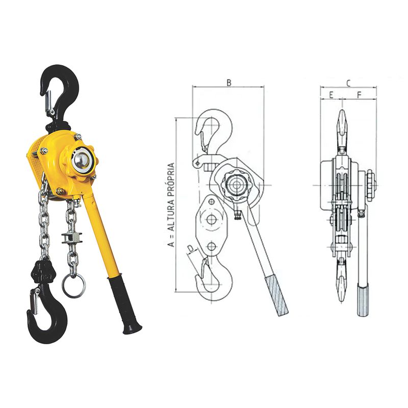 Talha Manual de Alavanca 3000Kg x 3 Metros - Berg-Steel