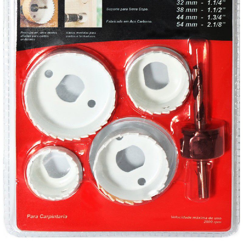 Kit Serra Copo para Madeira 5 peças 32 a 54mm 97,0003 ROCAST