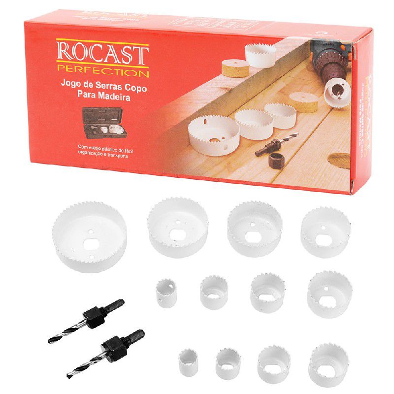Jogo de Serra Copo Para Madeira 15 Peças (97,0004) - Rocast