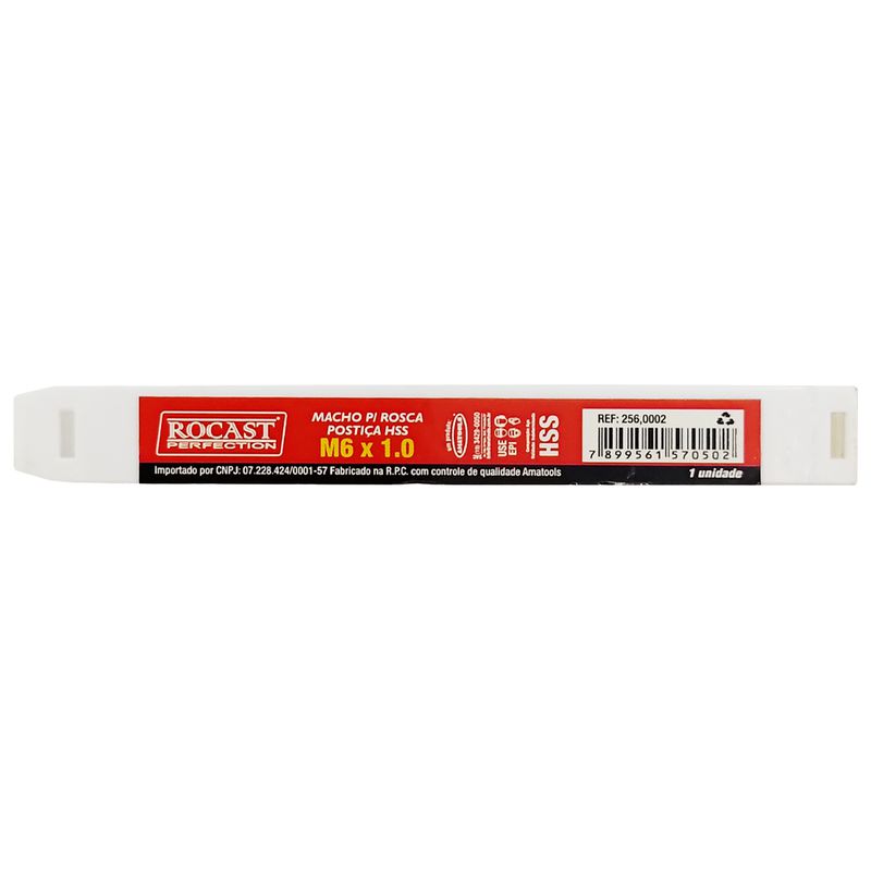 Macho Manual Para Rosca Postiça - HSS M6 x 1mm (256,0002) - Rocast