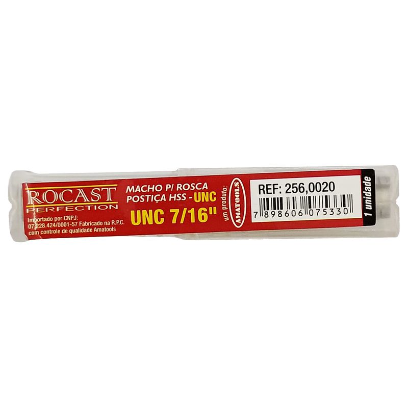 Macho Manual Para Rosca Postiça HSS - UNC 7/16'' - 14FPP (256,0020) - Rocast