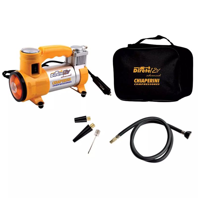 Mini Compressor de Ar Direto 12V c/ Lanterna + Maleta - Chiaperini